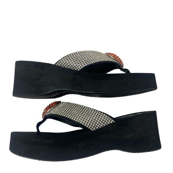 Lilypas Black and Silver Women's Sandals with crystal rhinestones Basket… - Picture 2 of 7